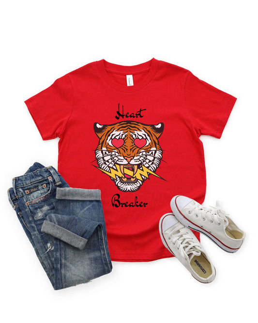 Valentine's Day Heartbreaker Tiger Head T-Shirt for Kids