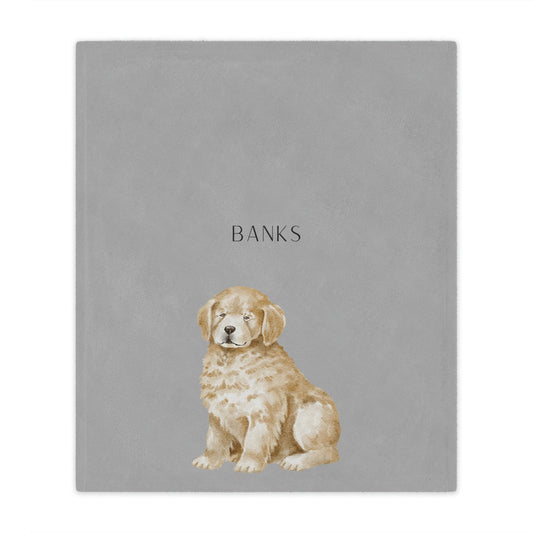 Personalized Golden Retriever Puppy Blanket