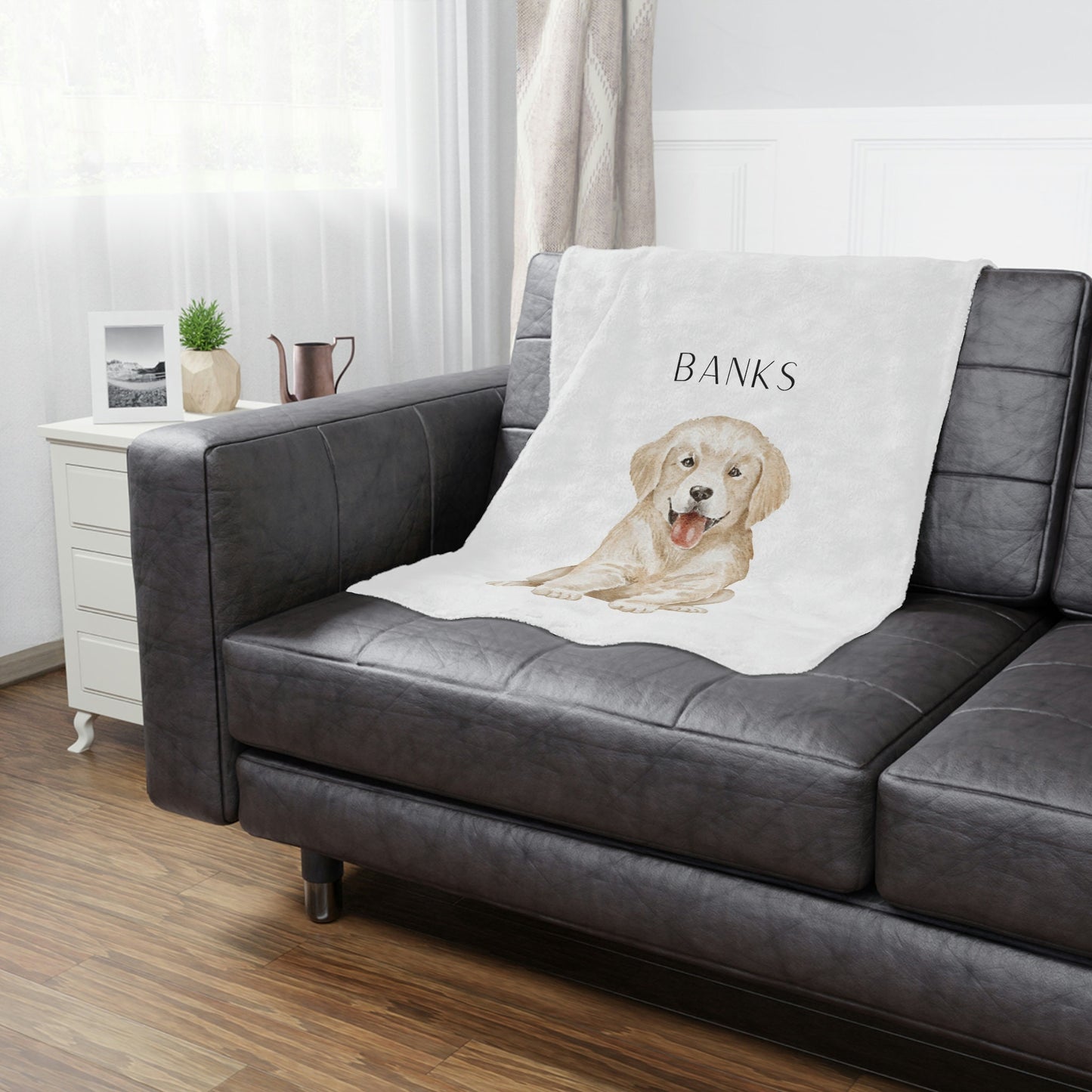 Personalized Golden Retriever Puppy Blanket