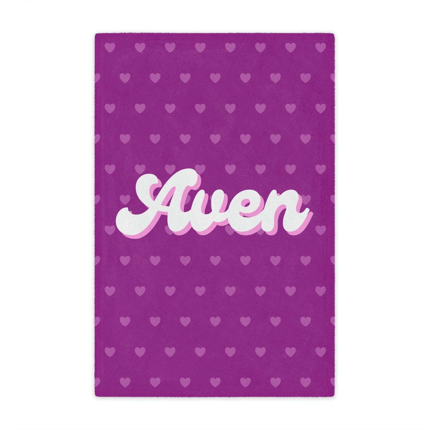 Personalized Pink and Purple Heart Name Blanket