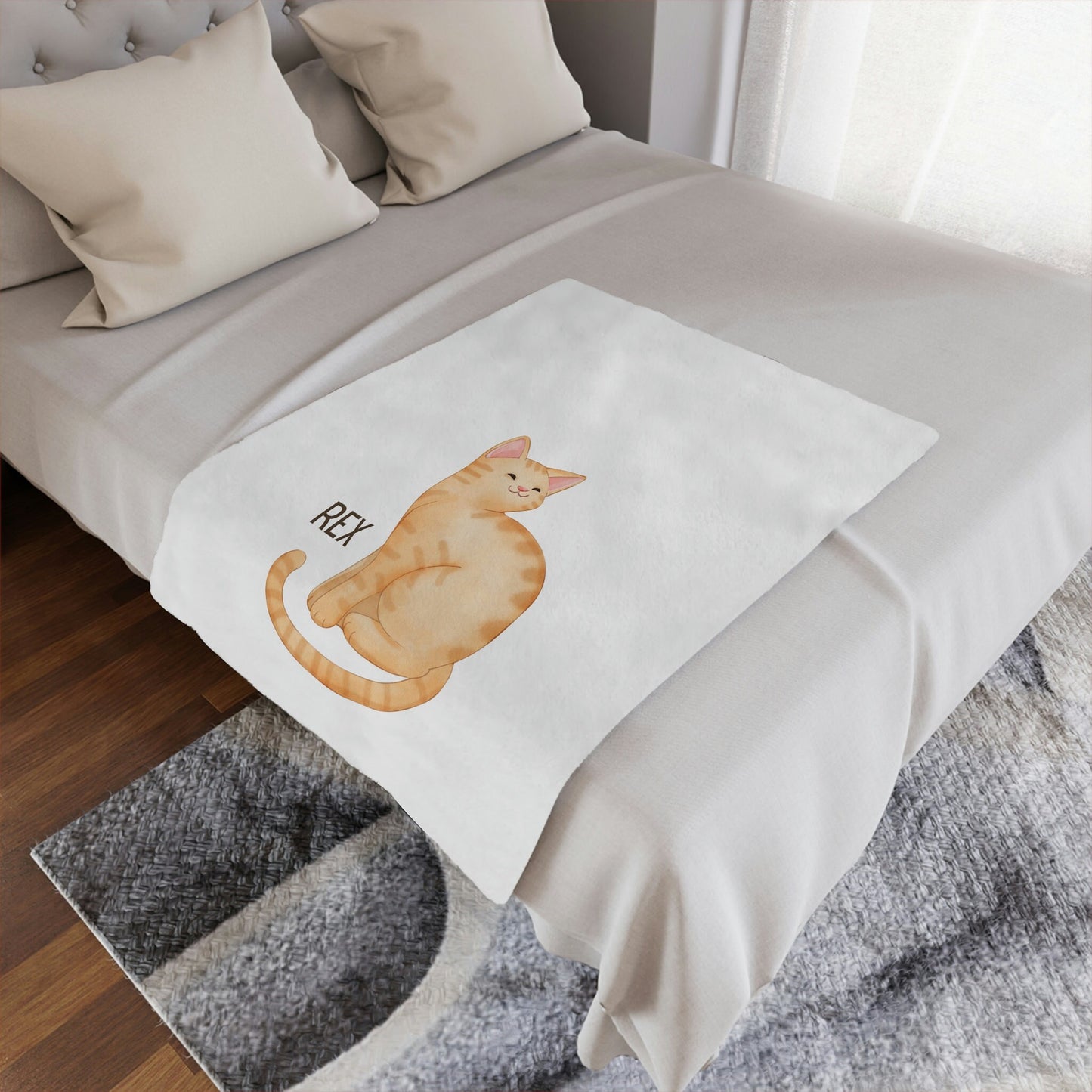 Personalized Orange Tabby Cat Blanket