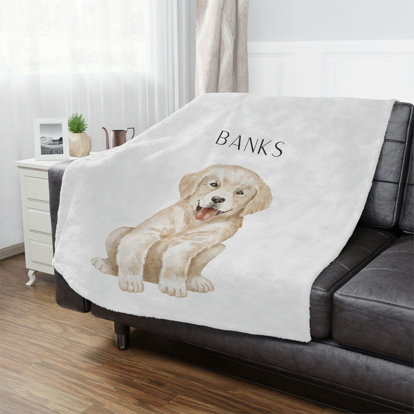 Personalized Golden Retriever Puppy Blanket