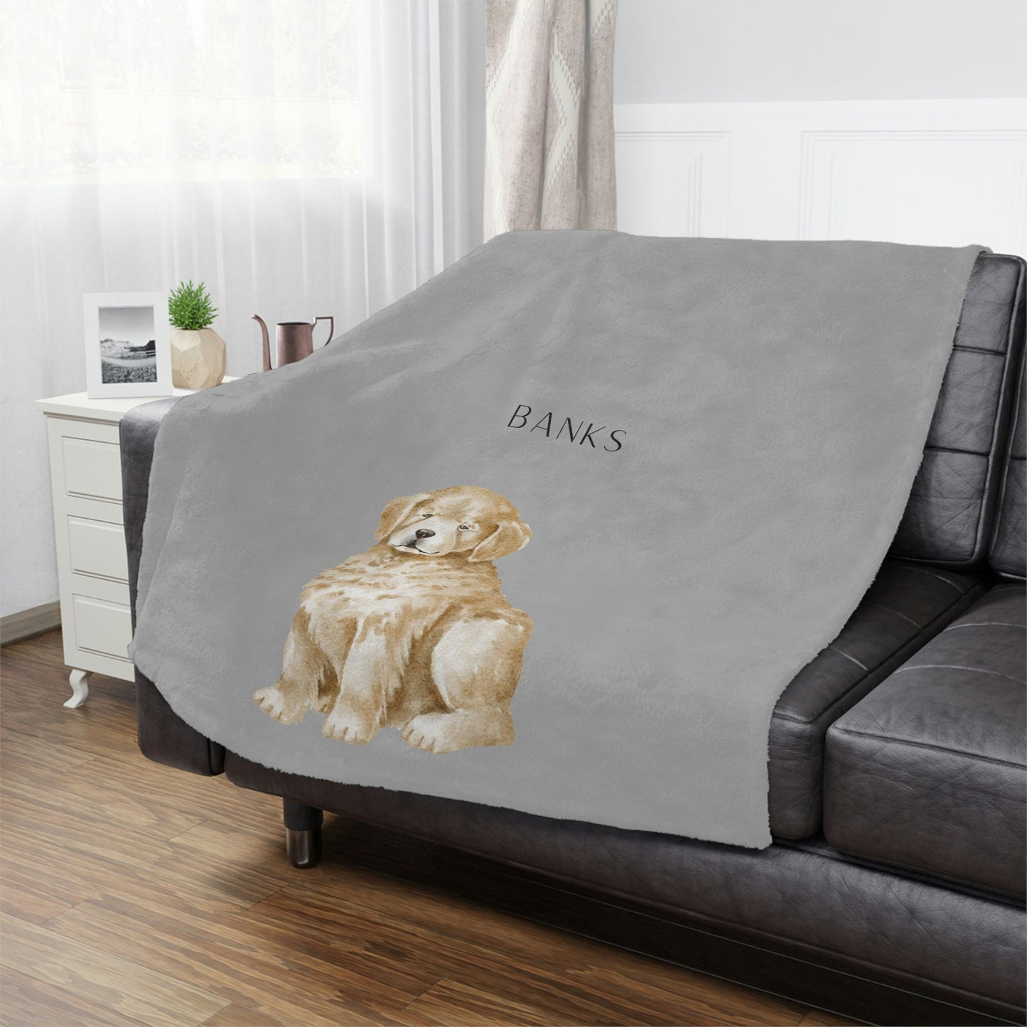 Personalized Golden Retriever Puppy Blanket