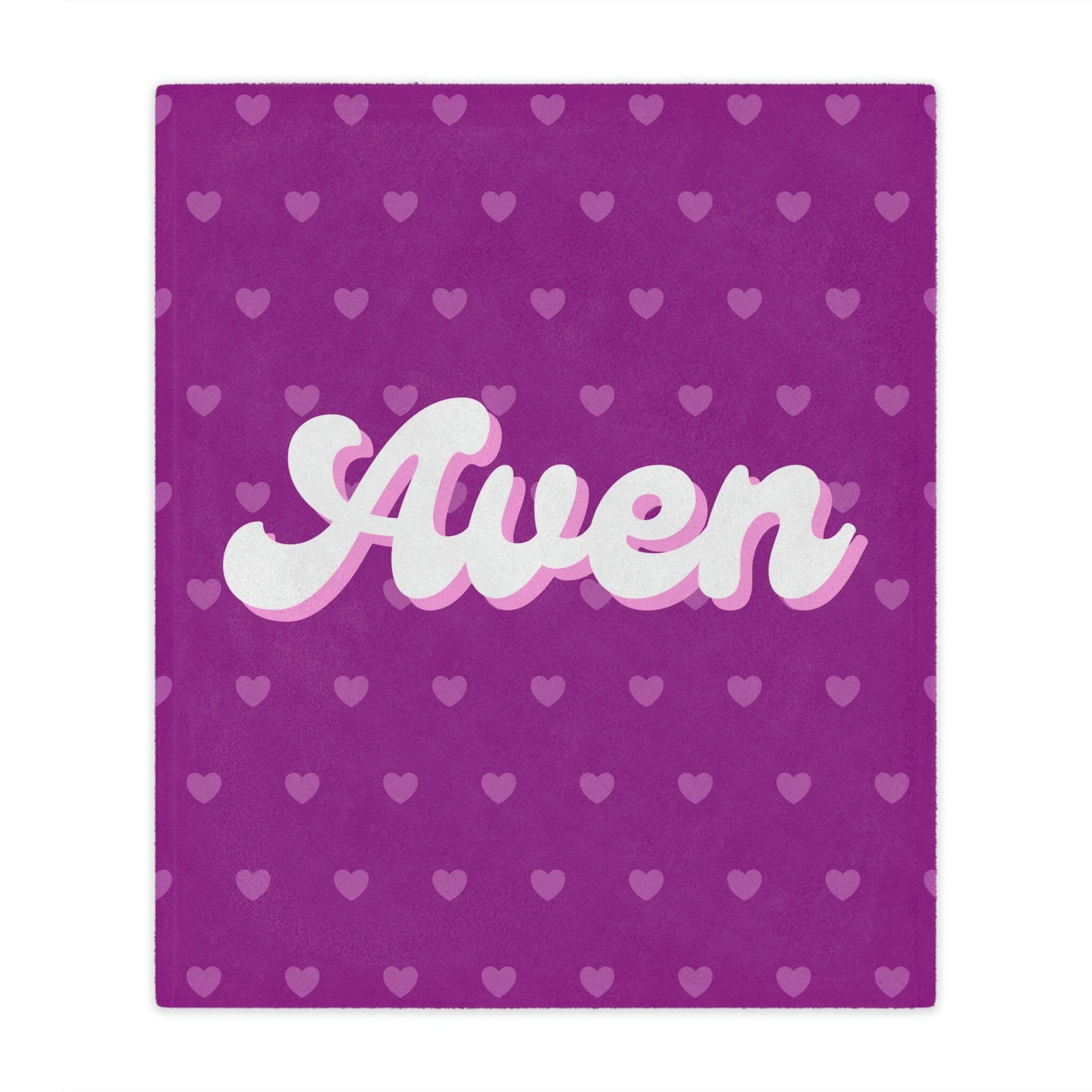 Personalized Pink and Purple Heart Name Blanket