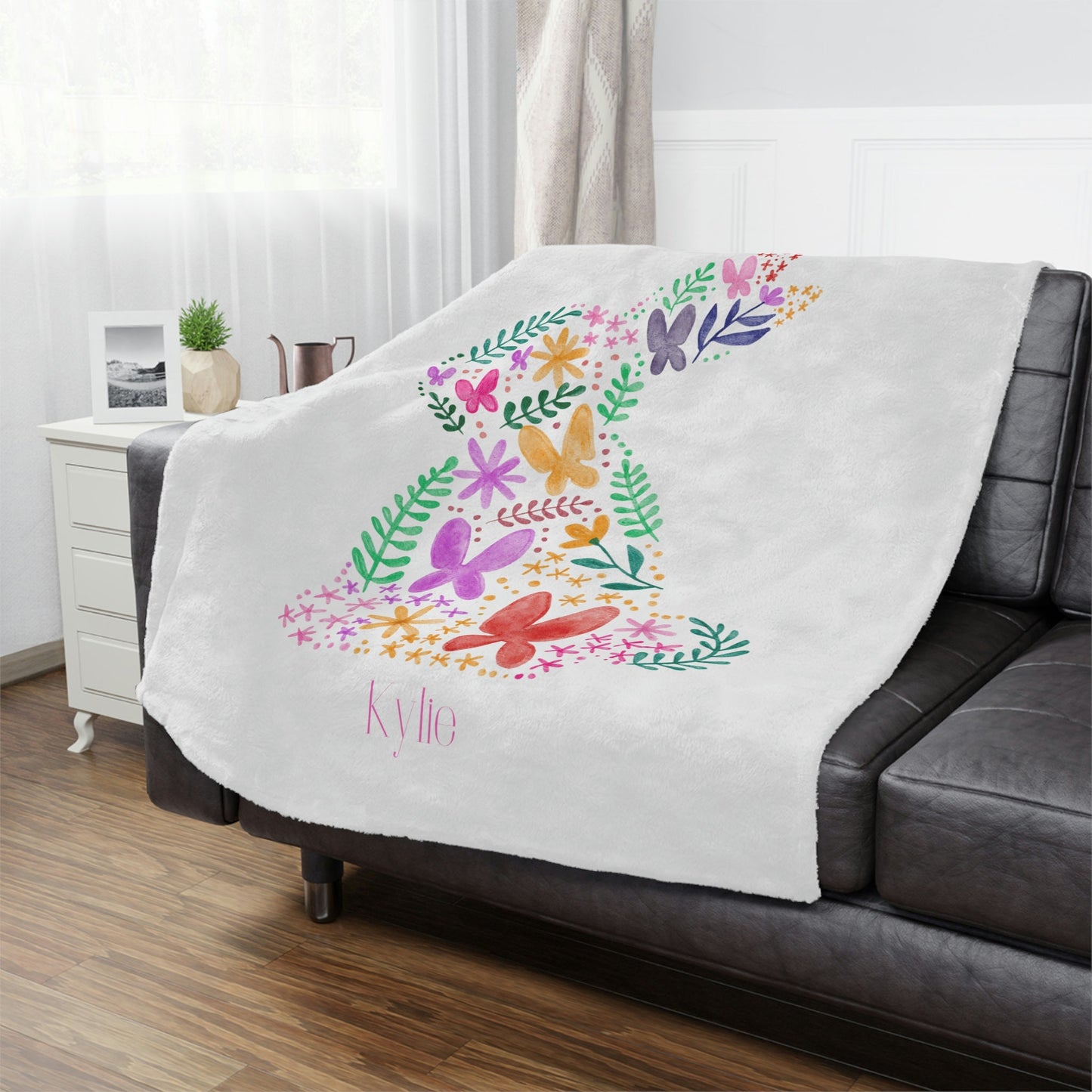 Personalized Spring Easter Bunny Minky Blanket