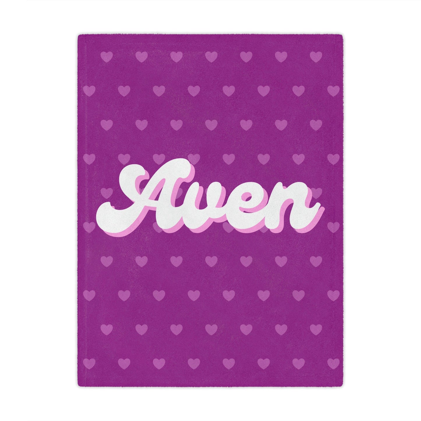 Personalized Pink and Purple Heart Name Blanket