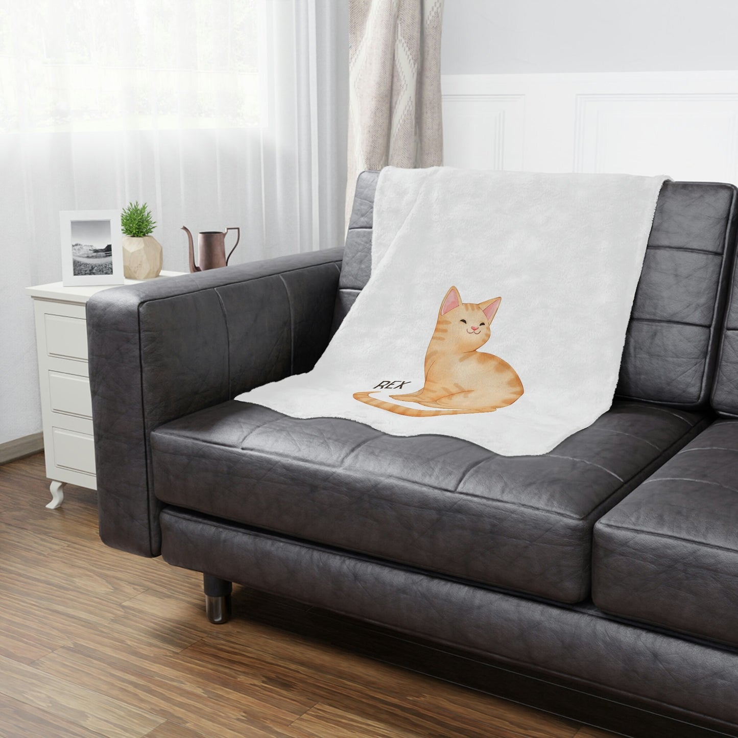 Personalized Orange Tabby Cat Blanket