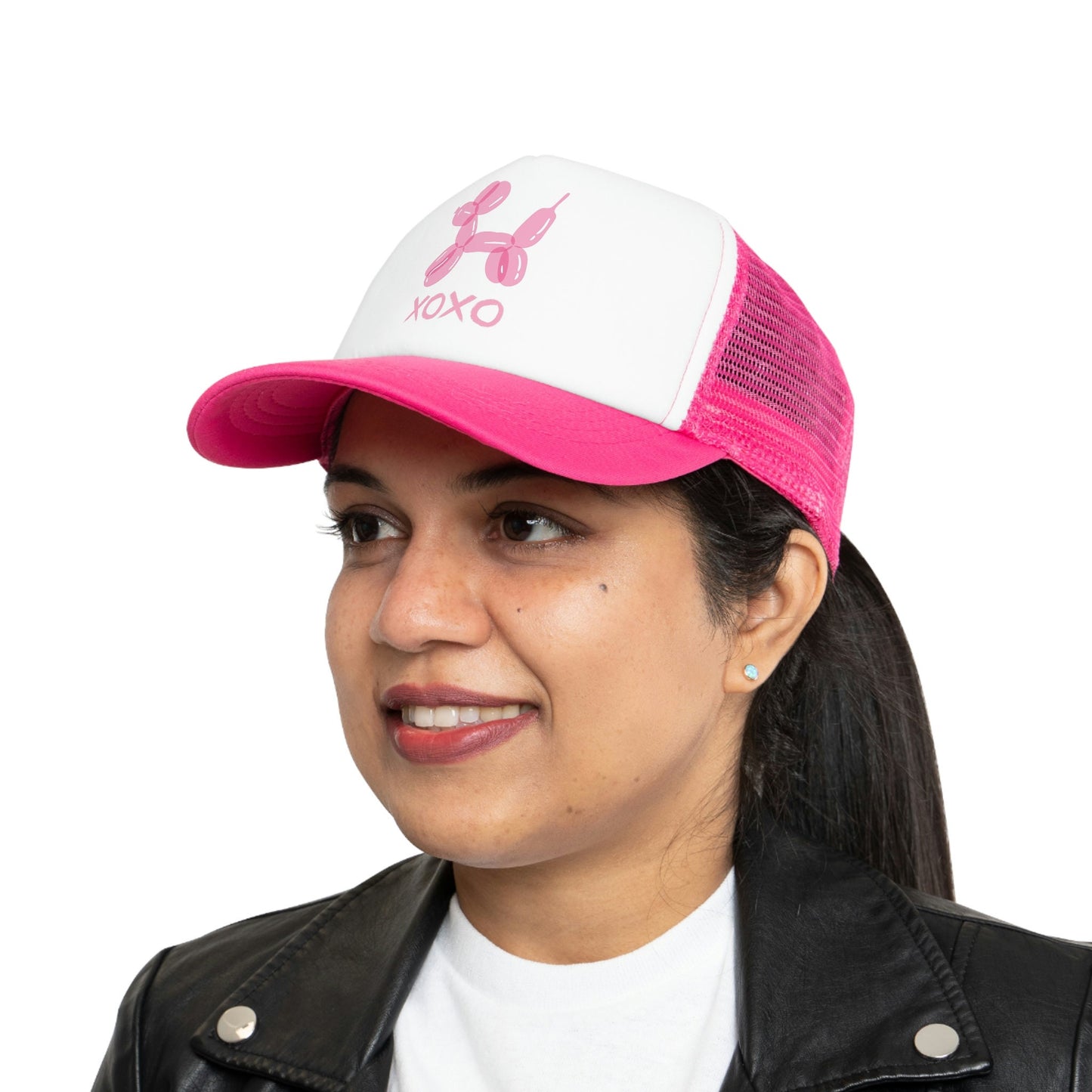 Personalized Pink Preppy Balloon Dog Trucker Hat