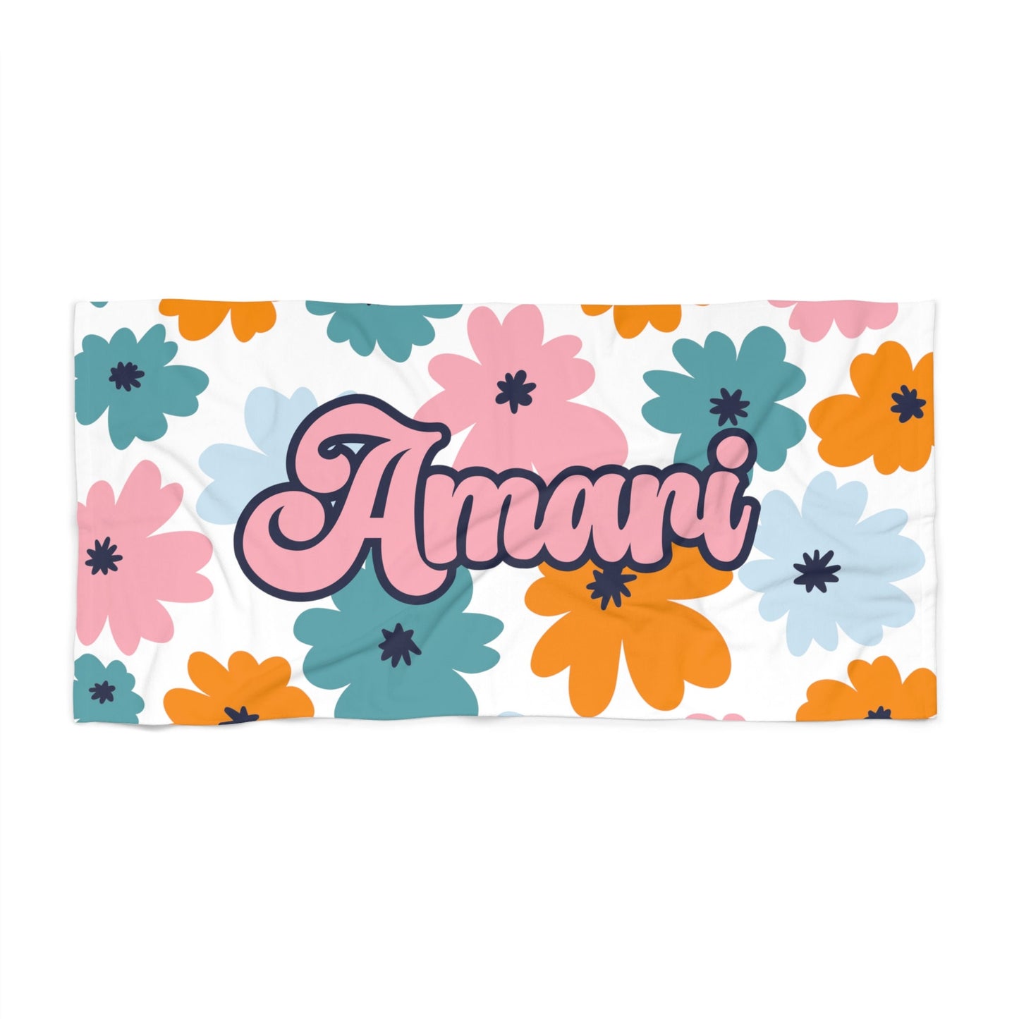 Personalized Preppy Flower Beach Towel