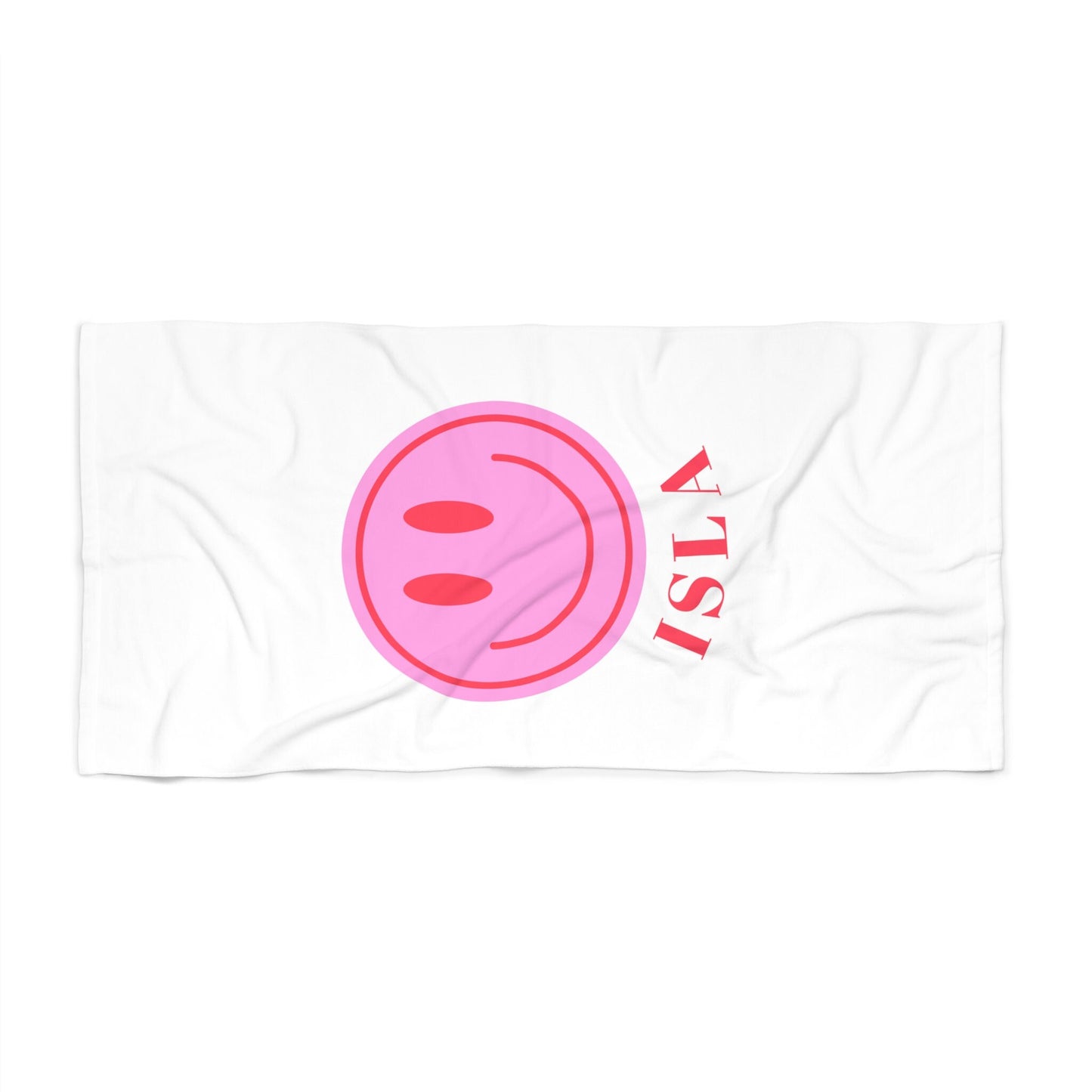 Personalized Smiley Face Preppy Beach Towel