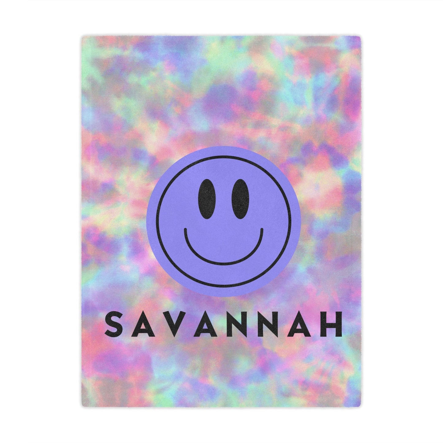 Personalized Preppy Tie Dye Smiley Face Blanket