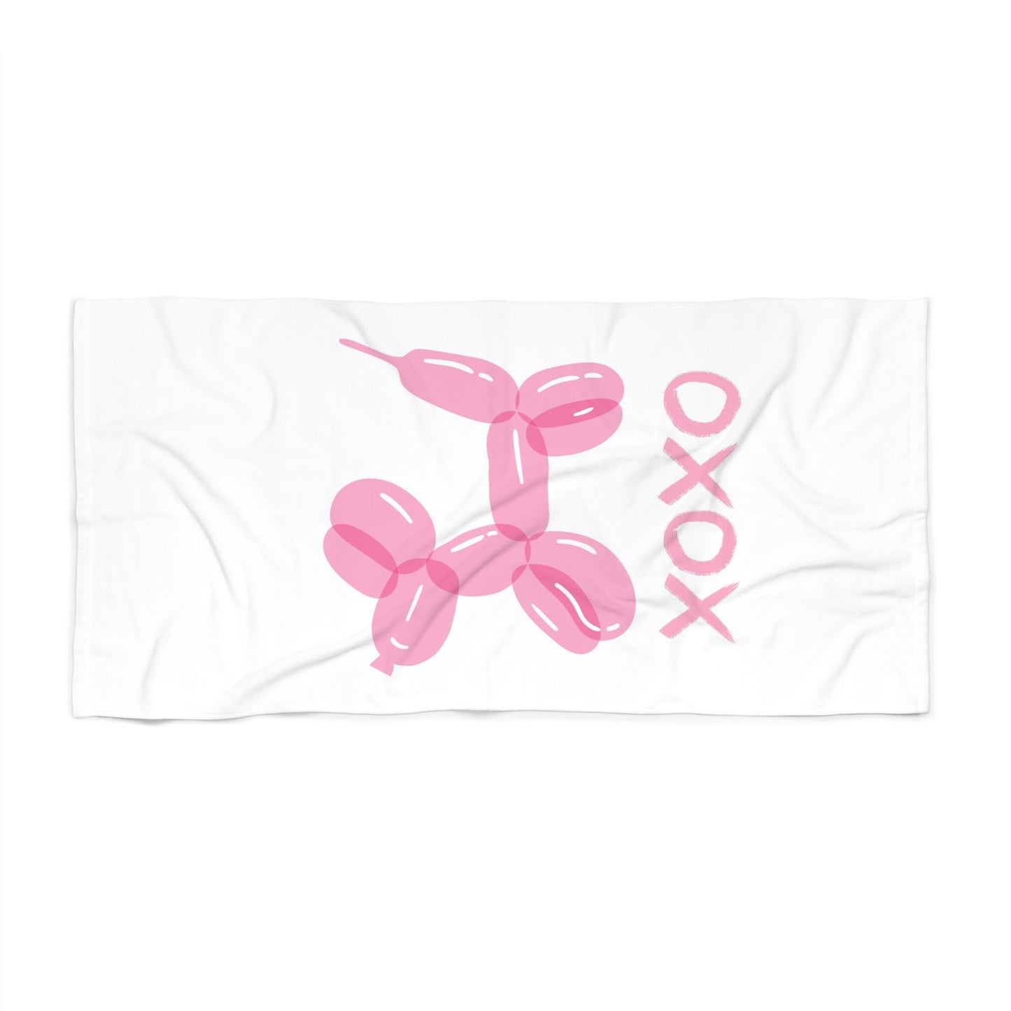 Personalized Pink Preppy Balloon Dog Beach Towel