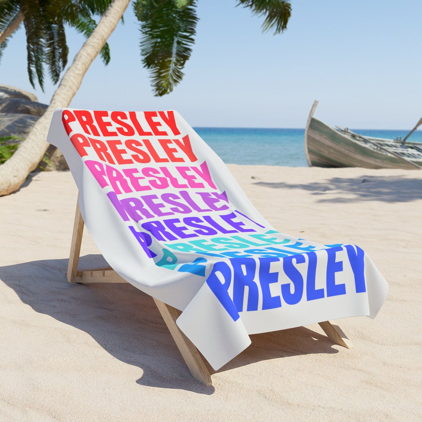 Personalized Rainbow Color Beach Towel