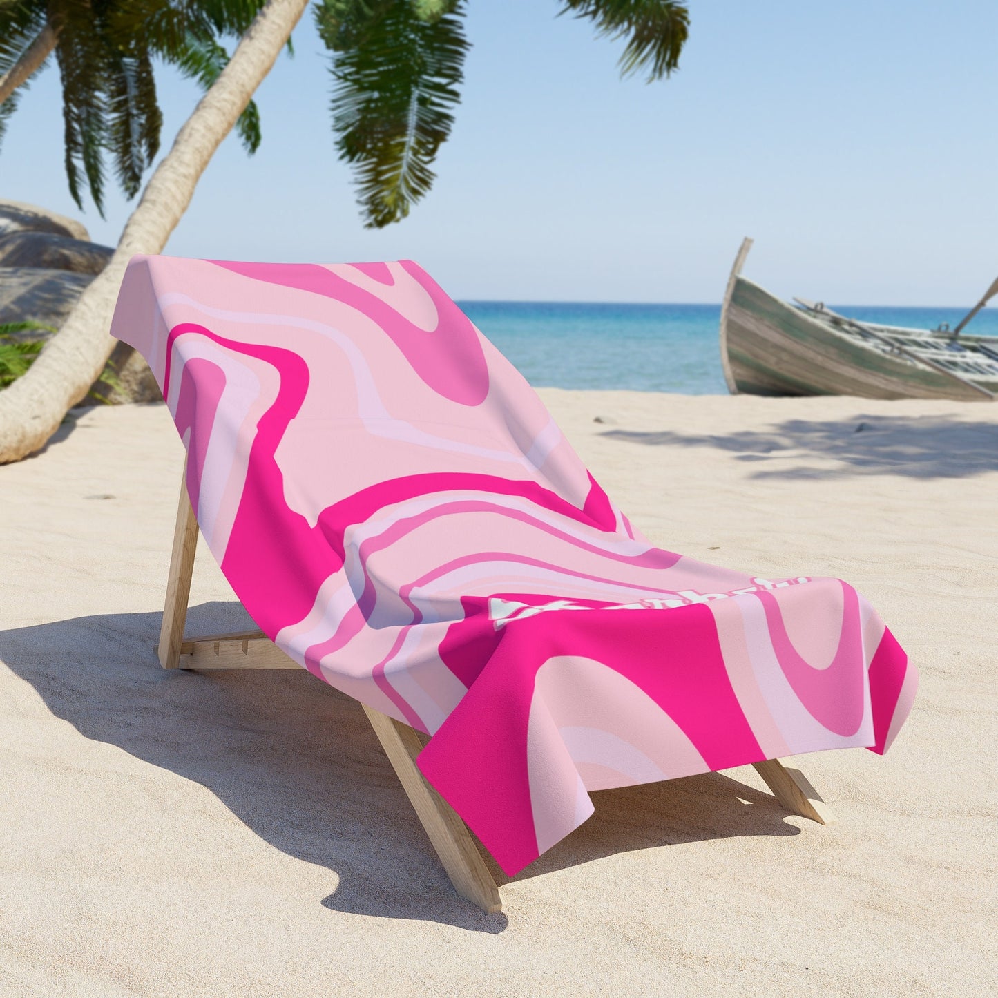 Personalized Pink Abstract Beach Towel