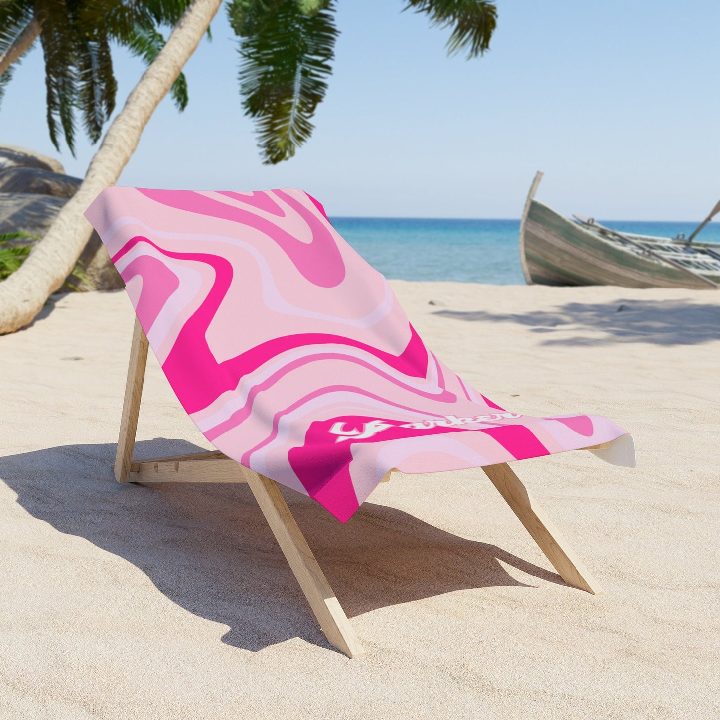 Personalized Pink Abstract Beach Towel