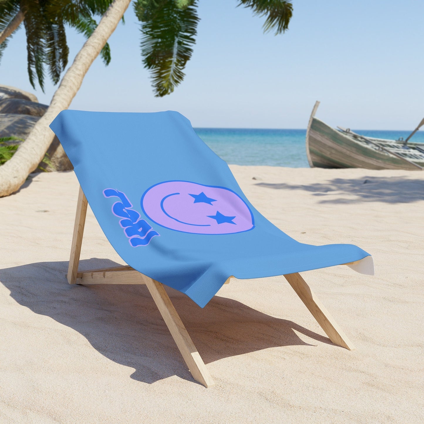 Personalized Smiley Face Beach Towel