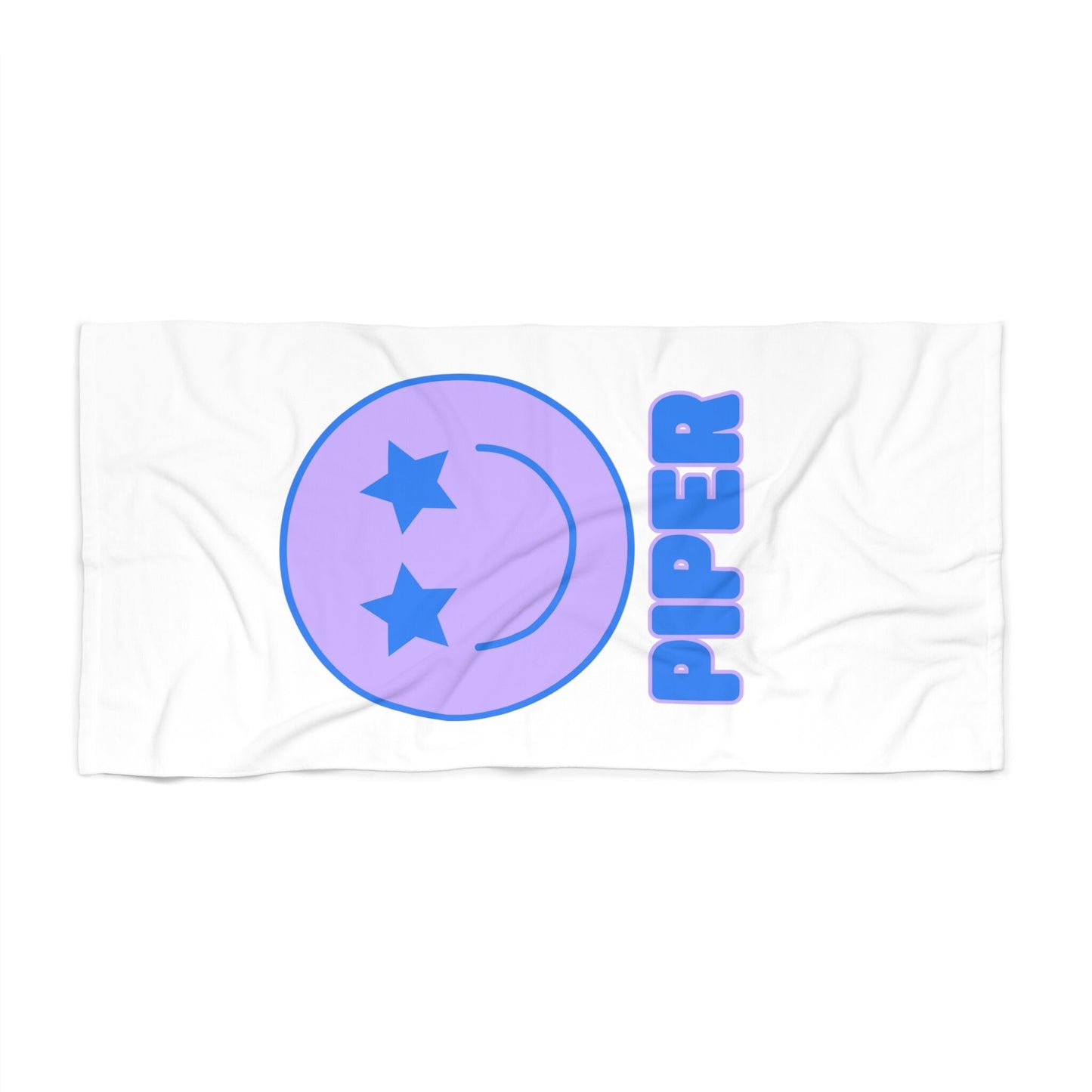 Personalized Preppy Smiley Face Beach Towel