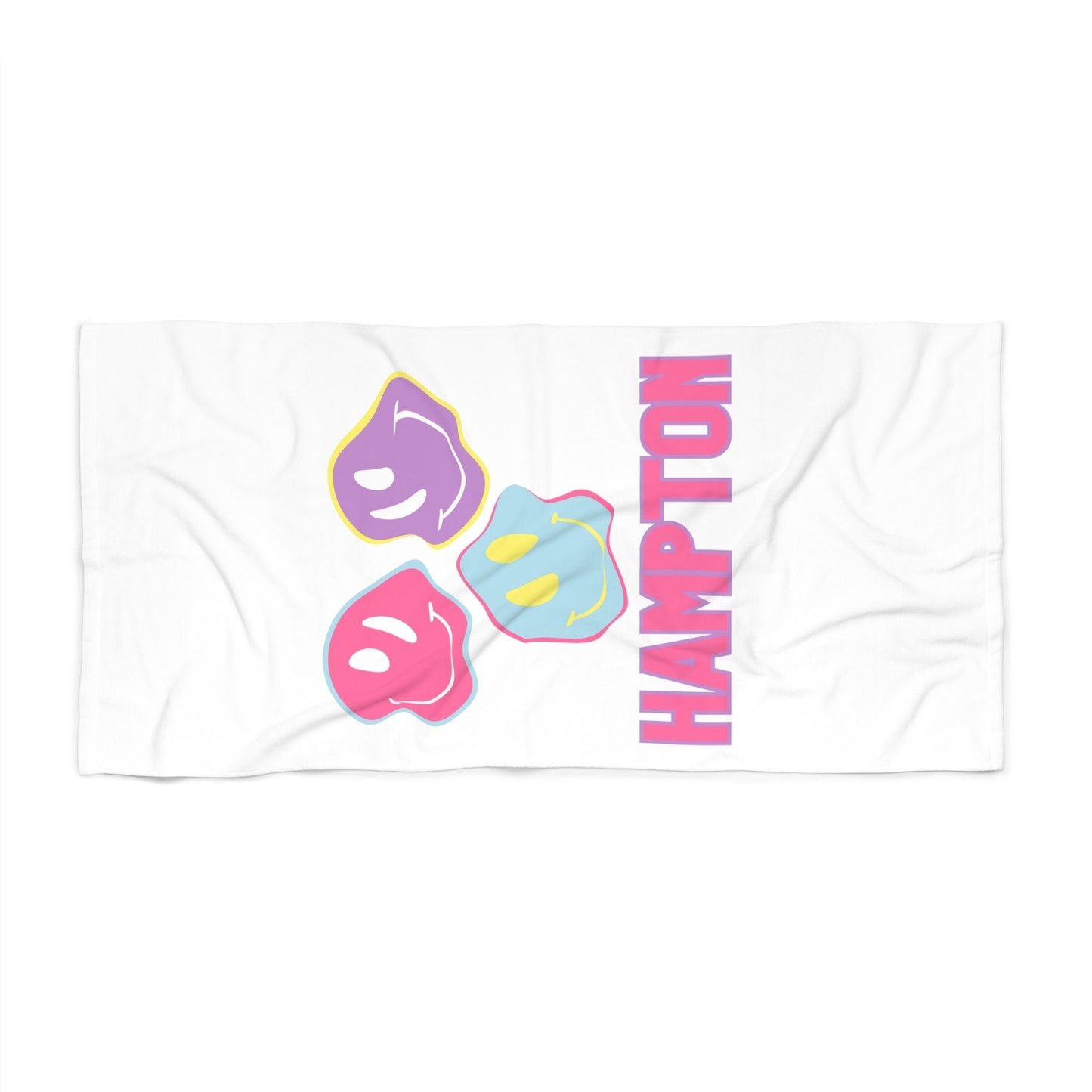 Personalized Preppy Smiley Face Beach Towel