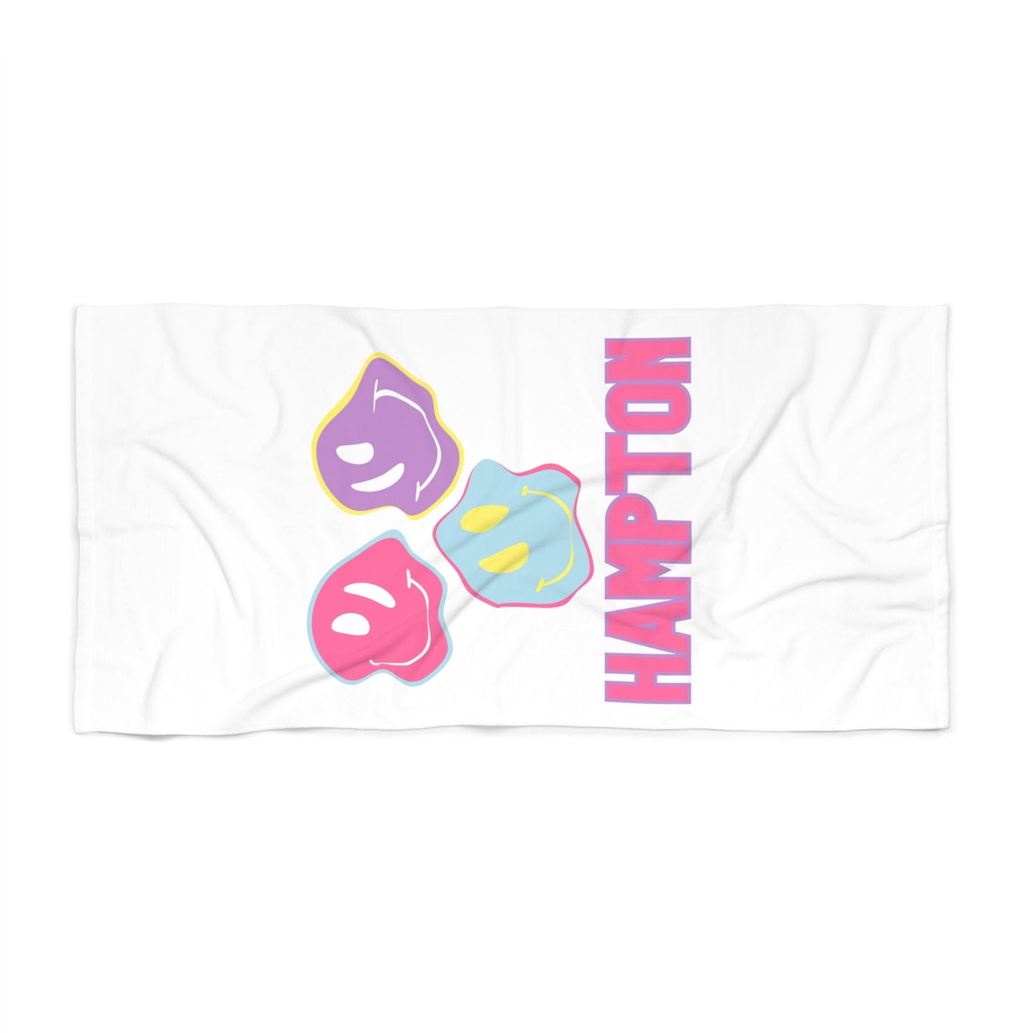 Personalized Preppy Smiley Face Beach Towel