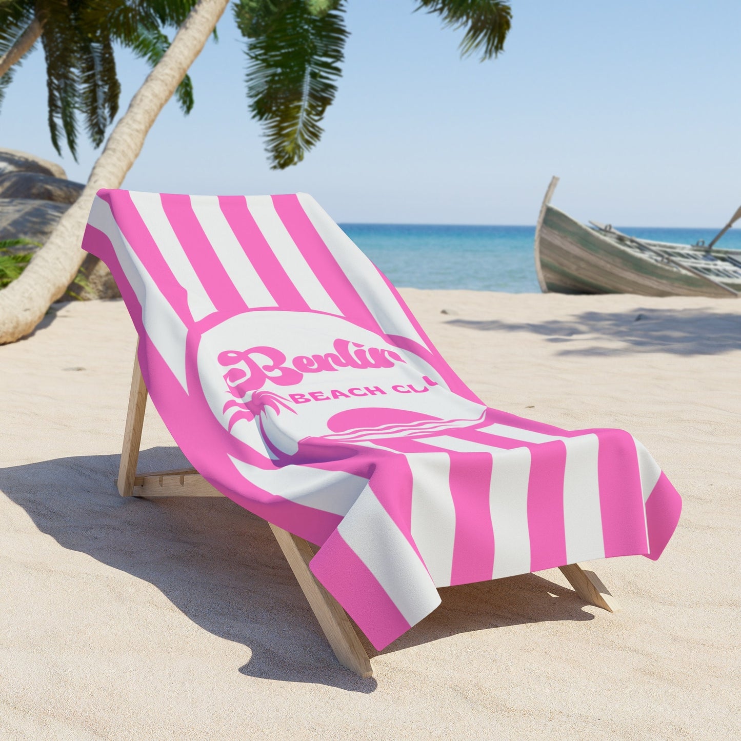 Personalized Pink Beach Towel Striped Beach Towel