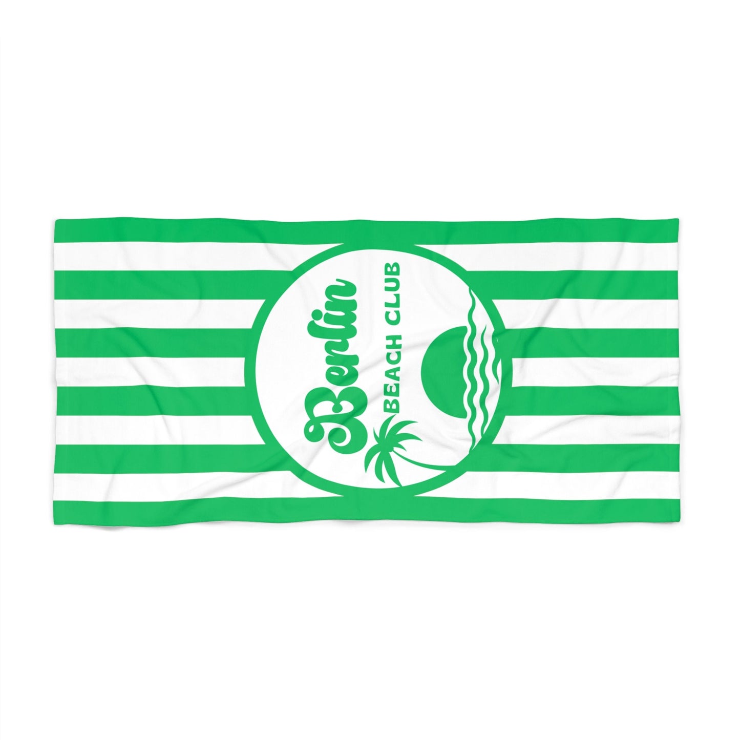 Personalized Green and White Striped Beach Towel