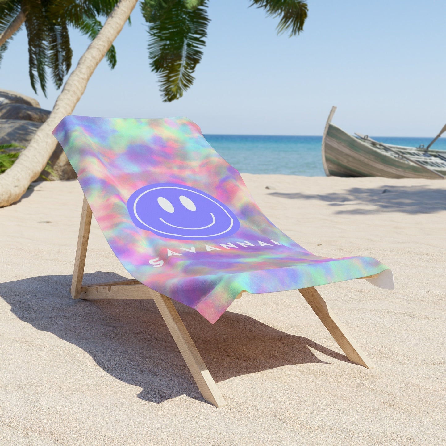 Personalized Preppy Tie Dye Beach Towel