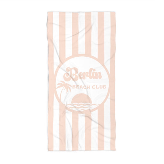 Personalized Orange and White Striped Beach Towel