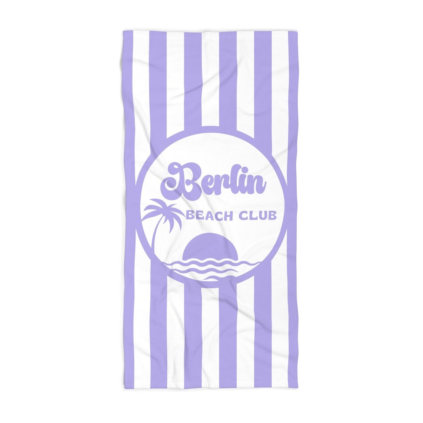 Personalized Purple and White Stripe Beach Towel