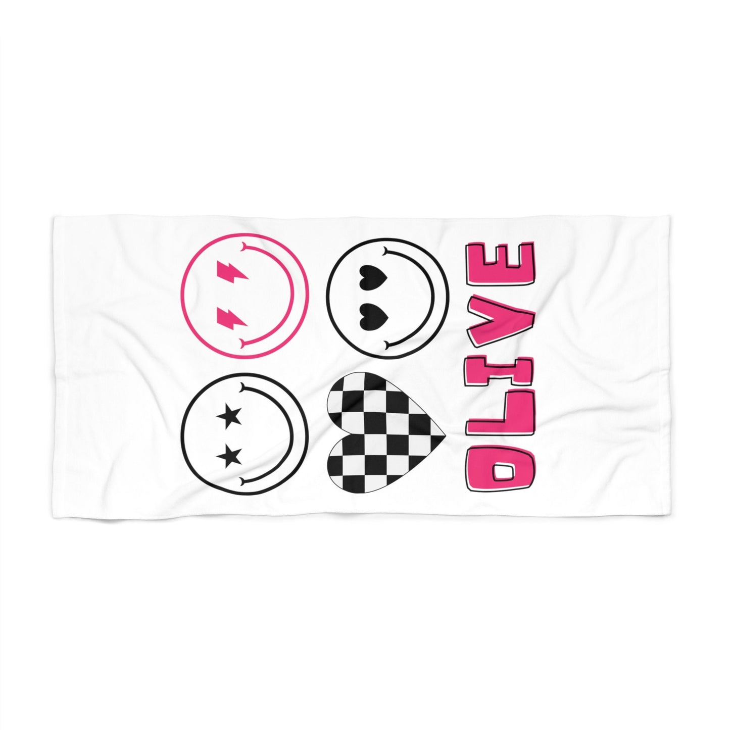 Personalized Smiley Face Preppy Beach Towel