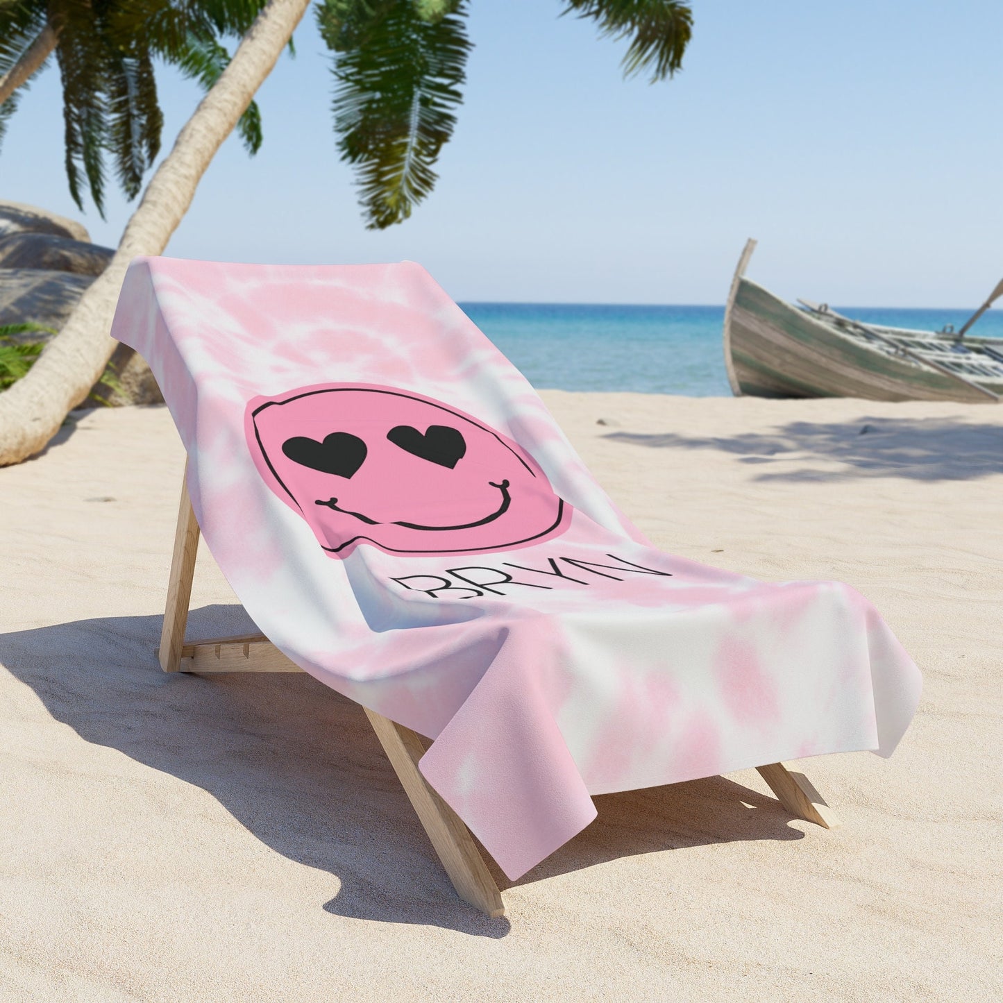 Personalized Pink tie Dye Beach Towel