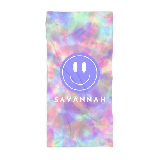 Personalized Preppy Tie Dye Beach Towel