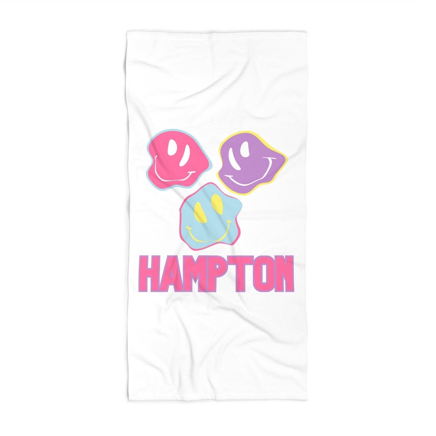 Personalized Preppy Smiley Face Beach Towel