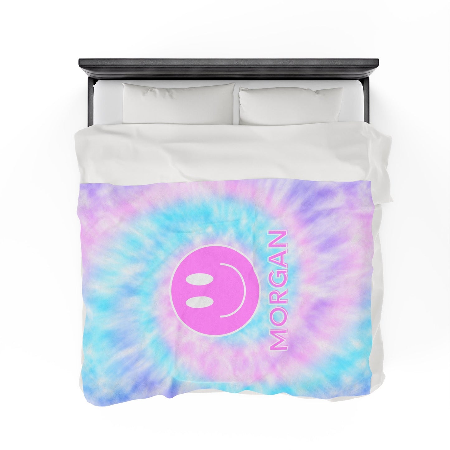 Personalized Tie Dye Smiley Face Blanket