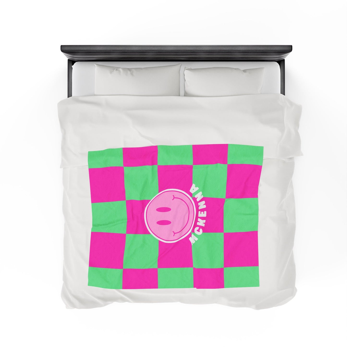 Personalized Preppy Smiley Face Blanket