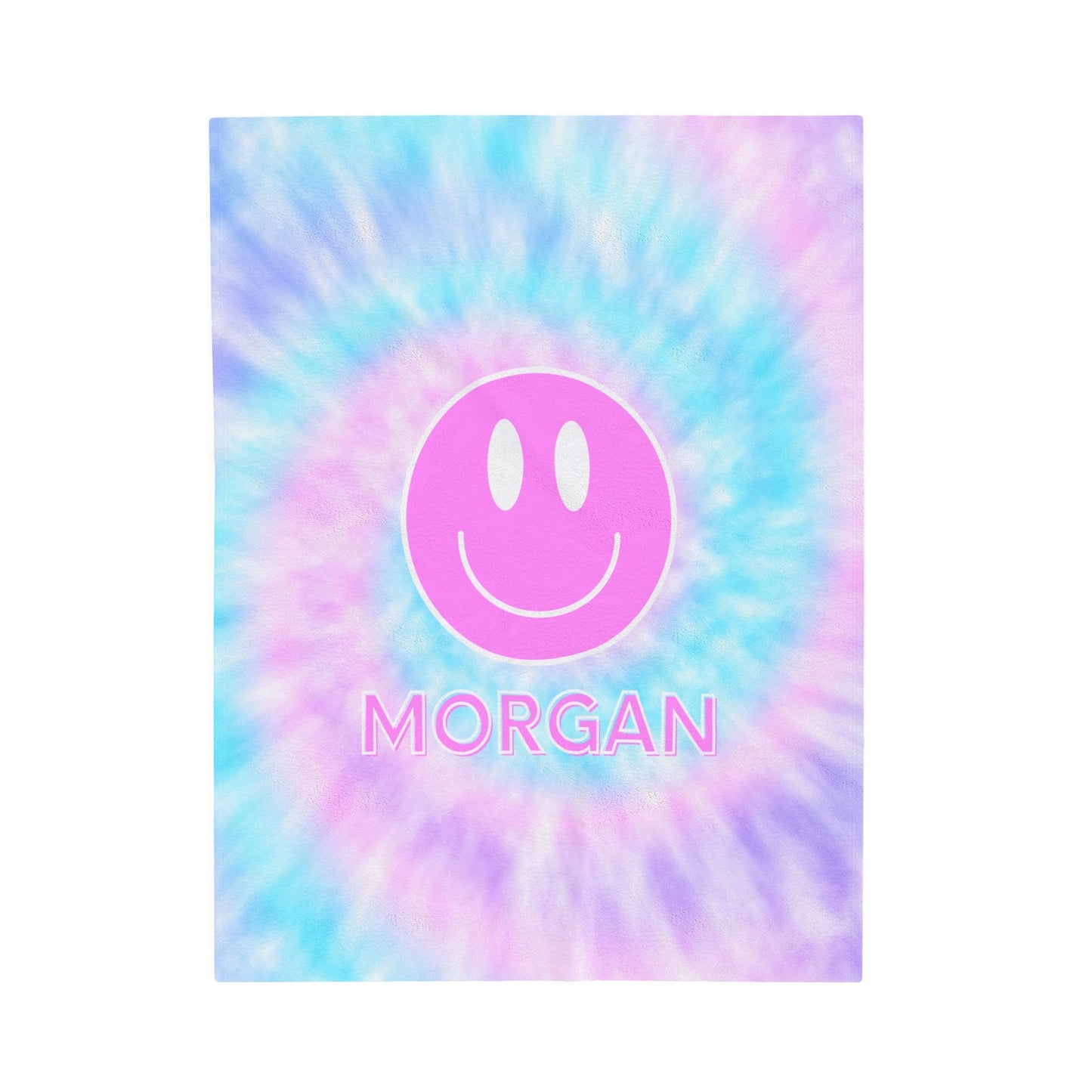 Personalized Tie Dye Smiley Face Blanket