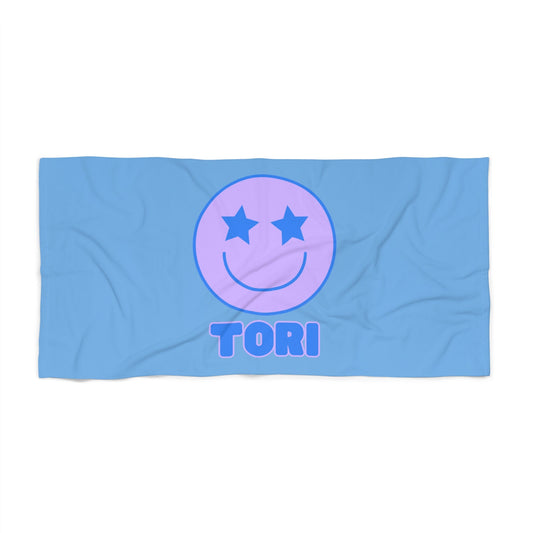 Personalized Smiley Face Beach Towel