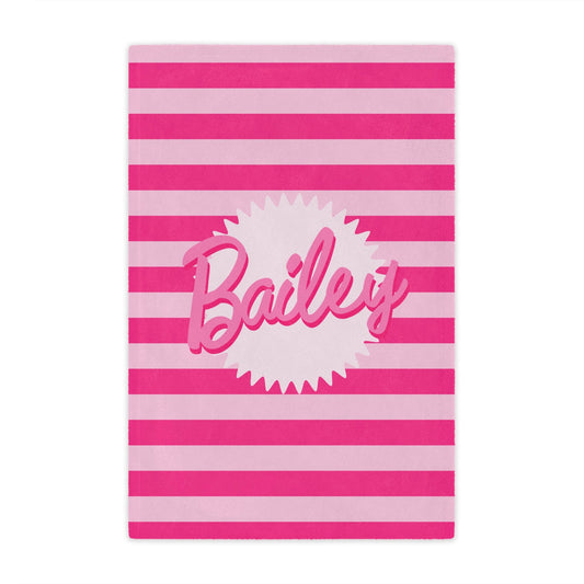 Personalized Pink Striped Name Blanket