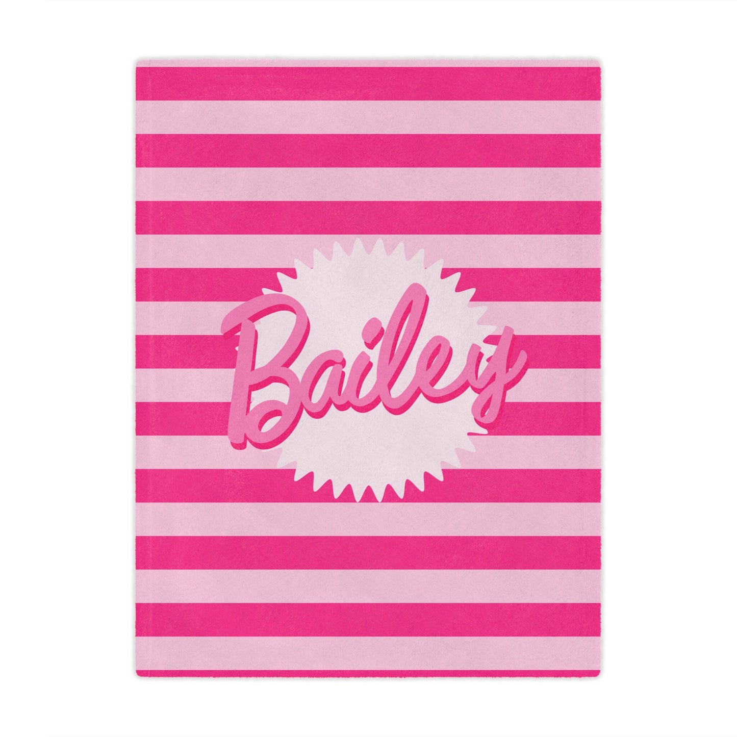 Personalized Pink Striped Name Blanket