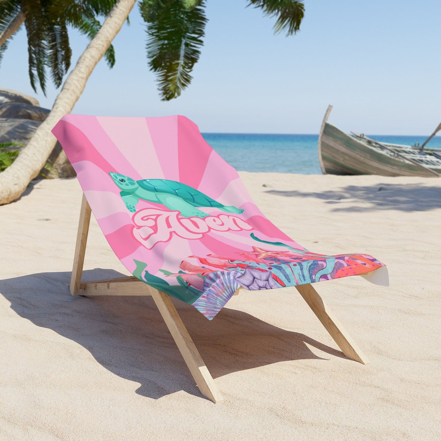 Personalized Sea Turtle Beach Towel