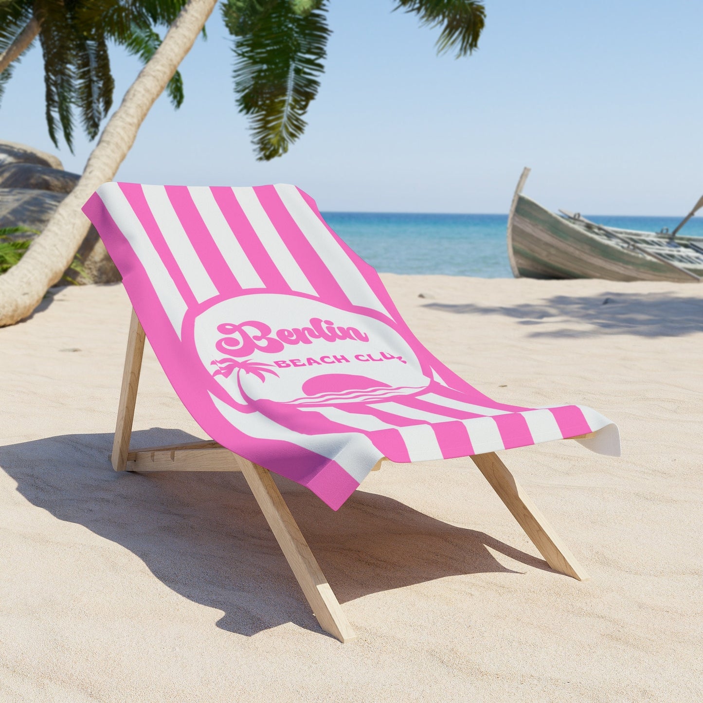 Personalized Pink Beach Towel Striped Beach Towel