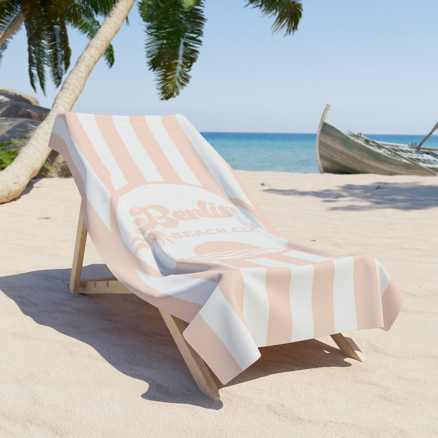 Personalized Orange and White Striped Beach Towel