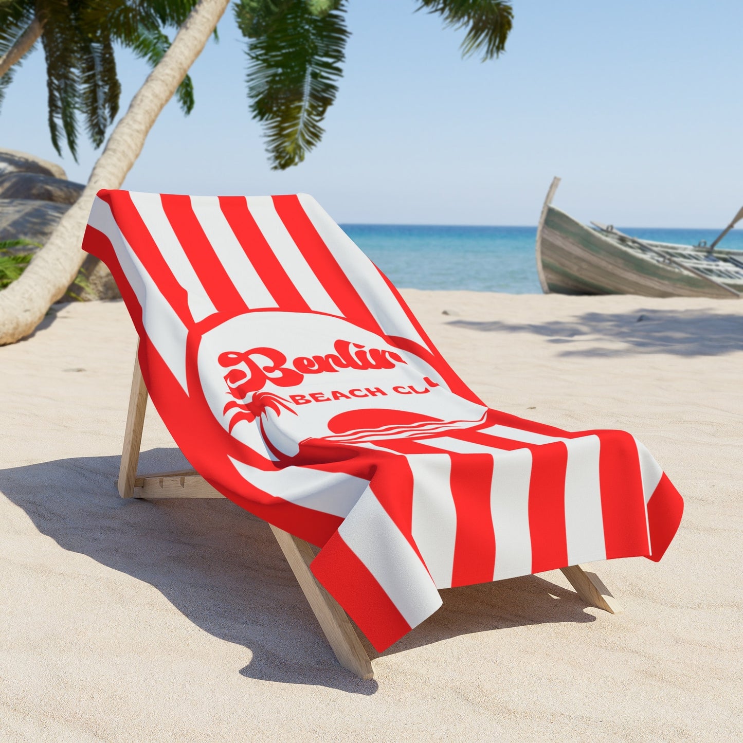 Personalized Red and White Striped beach towel