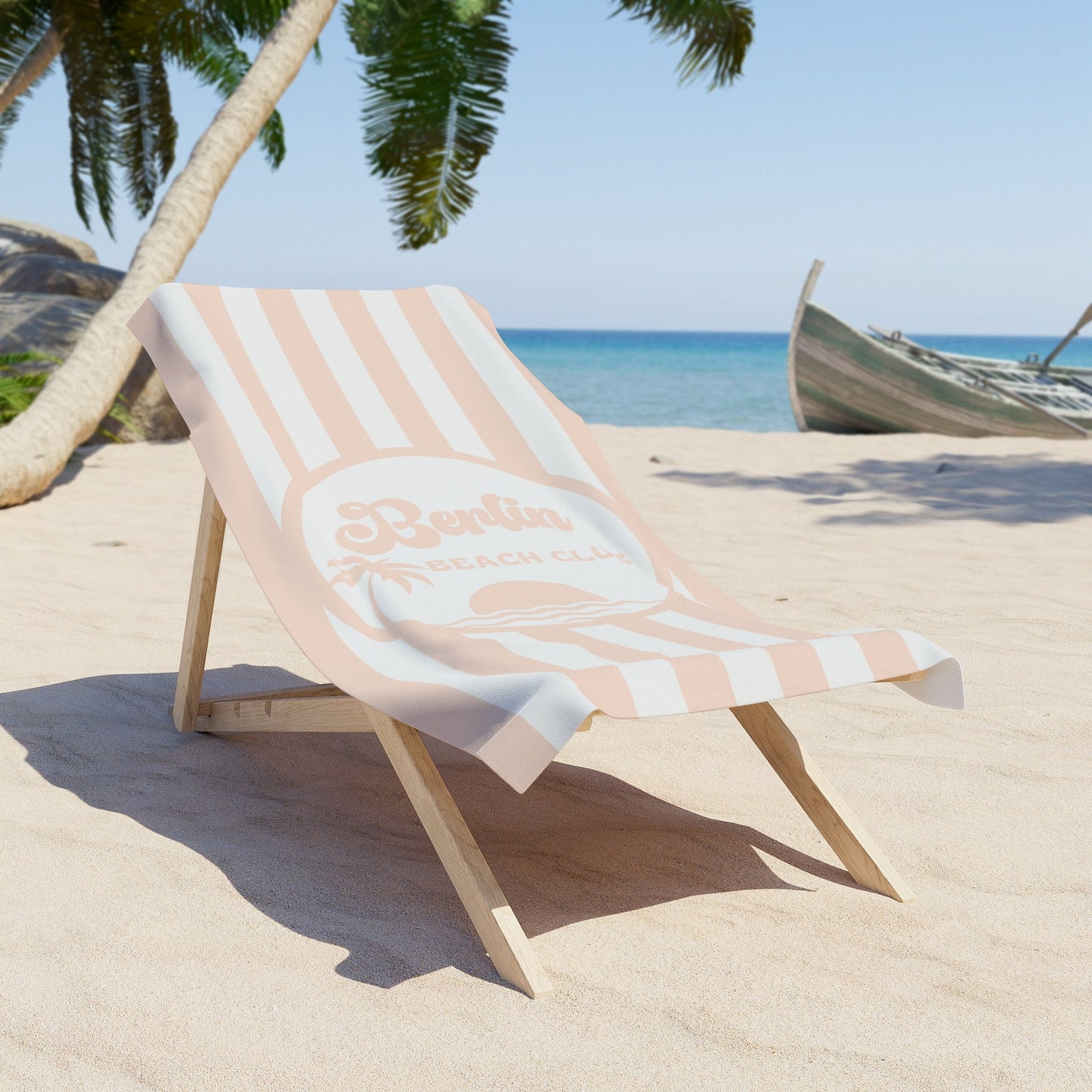 Personalized Orange and White Striped Beach Towel