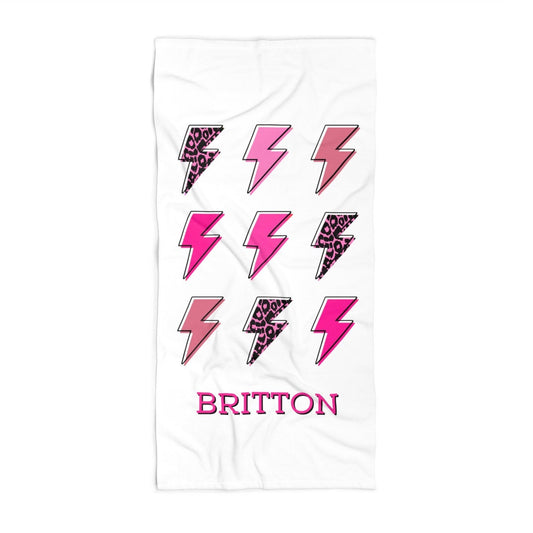 Personalized Preppy Lightning Bolt Beach Towel