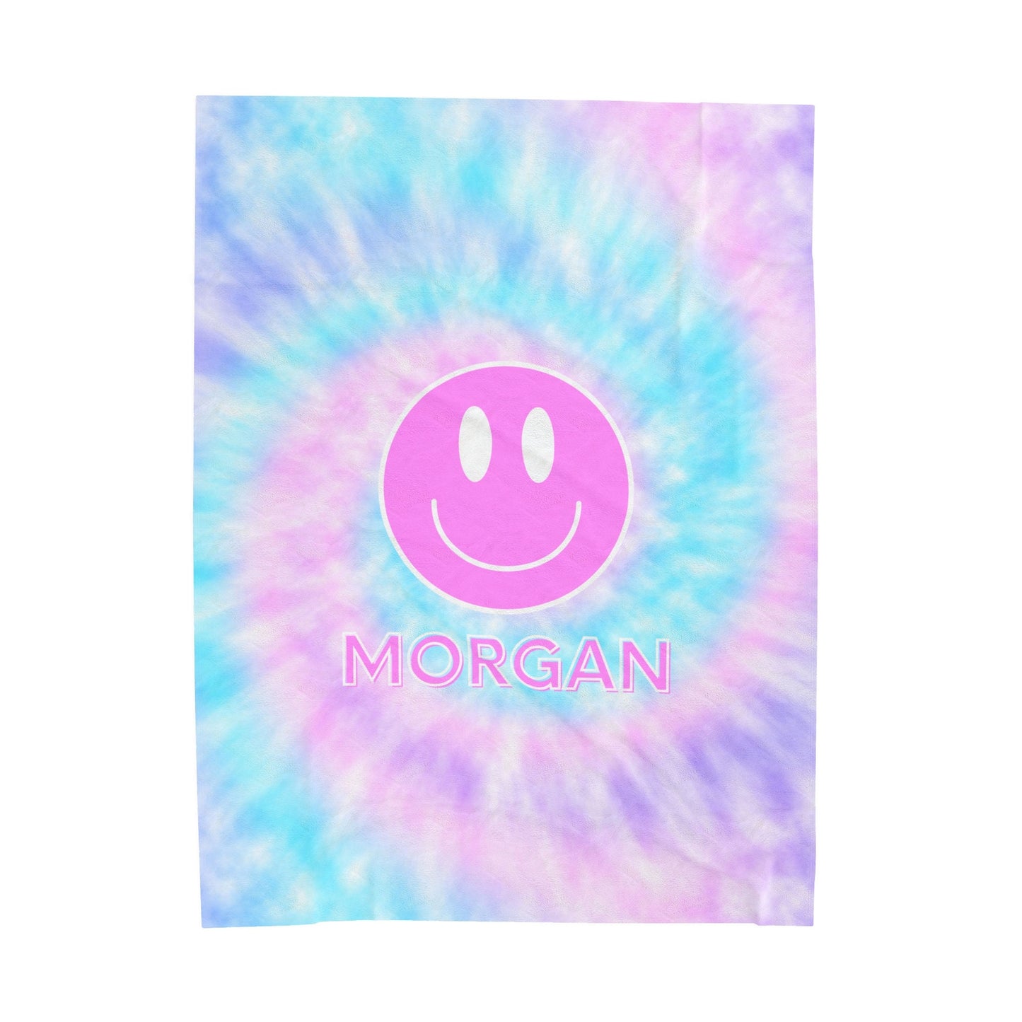 Personalized Tie Dye Smiley Face Blanket