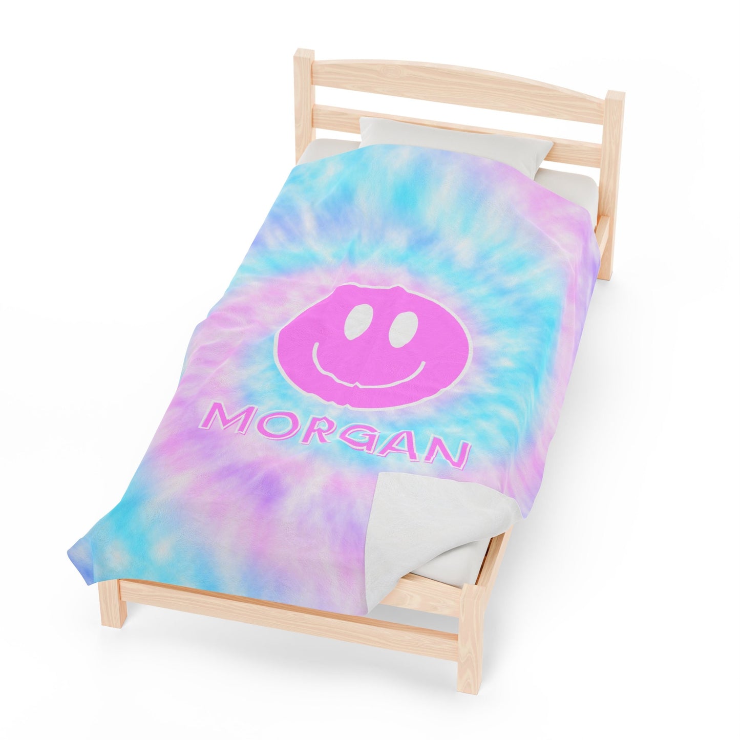 Personalized Tie Dye Smiley Face Blanket