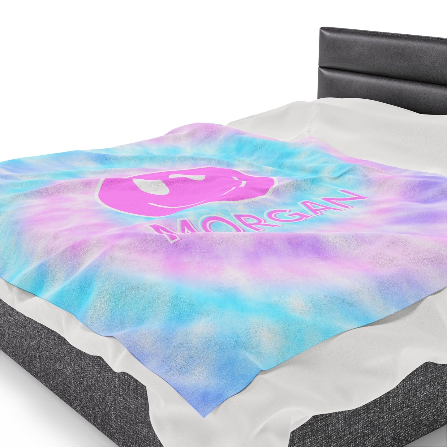 Personalized Tie Dye Smiley Face Blanket