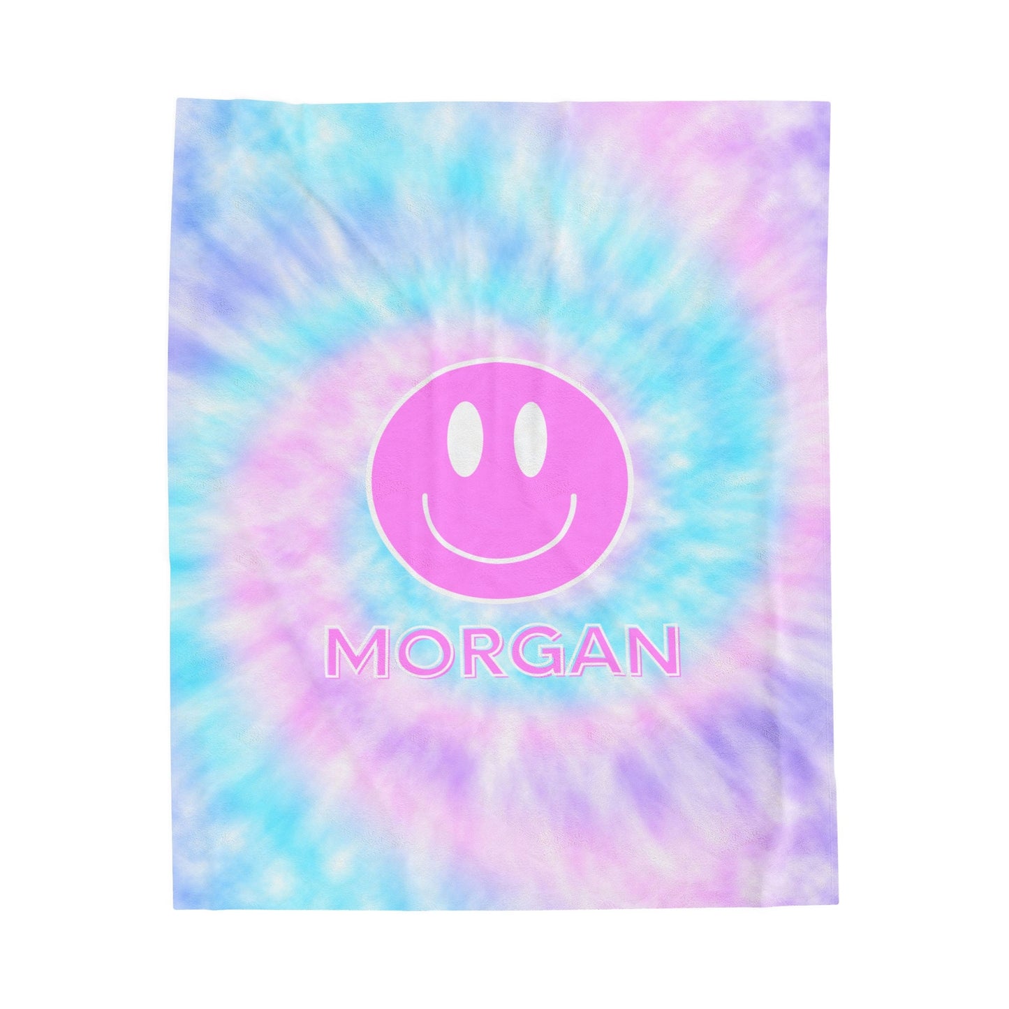 Personalized Tie Dye Smiley Face Blanket