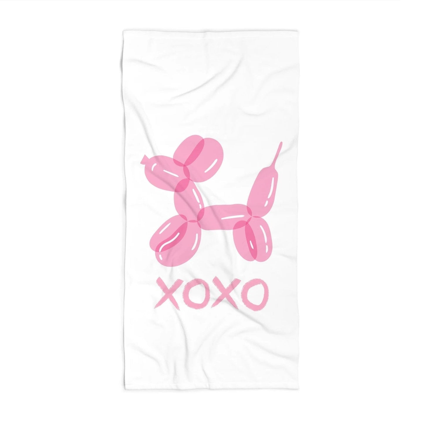 Personalized Pink Preppy Balloon Dog Beach Towel