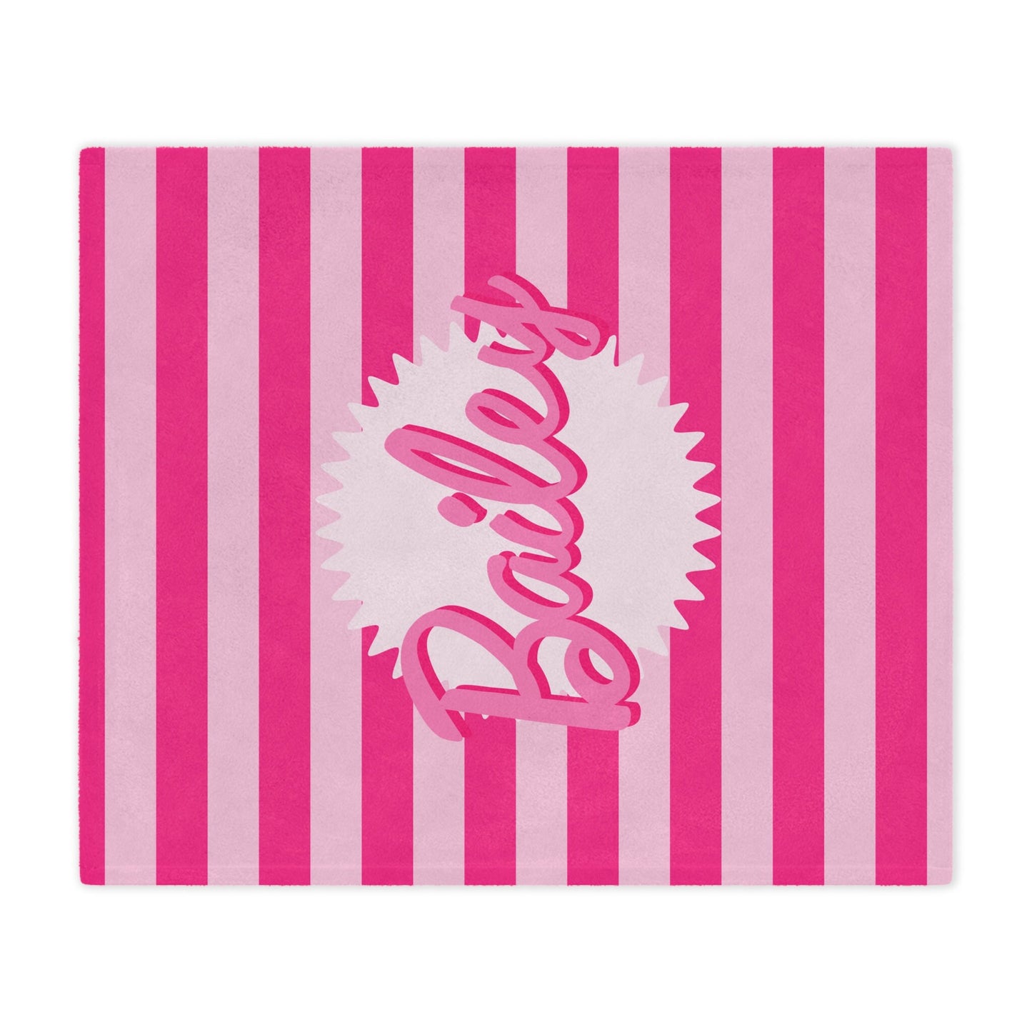 Personalized Pink Striped Name Blanket